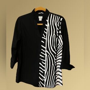 Chico's Black and White Zebra Print Blouse